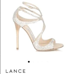 Discontinued Jimmy Choo 37.5 Lance w/Swarovski crystals. Worn for my wedding.